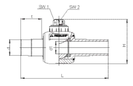 KWH Шаровый кран d32-d63 с уплотнением EPDM, 1/4 оборота, без сужения условного прохода